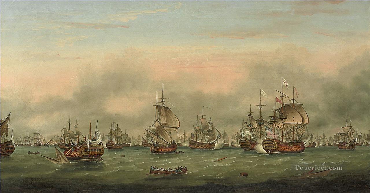 Thomas Mitchell The battle of the Saintes Sea Warfare Oil Paintings